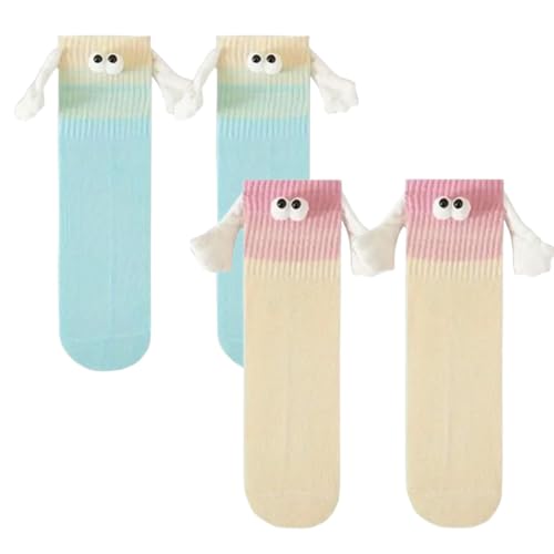 COYUN 2 Pares Que Se Dan La Mano, Calcetines Divertidos Mujer