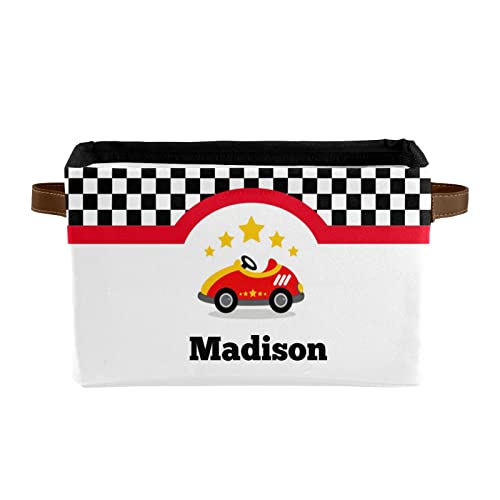 Deven Race Car Personalized Large Storage Baskets for Organizing Shelves with Handle,Closet Decorative Storage Bins for Toy, Bathroom,Nursery,Home 1 Pack