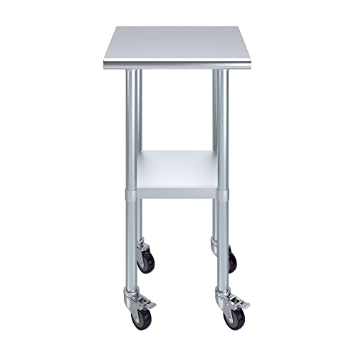 Image of AmGood 20 inch Long x 20 inch Deep Stainless Steel Table with Casters