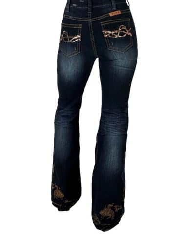 Cowgirl Tuff Western Jeans Womens Trouser High Waist Dark Wash JTFATR4