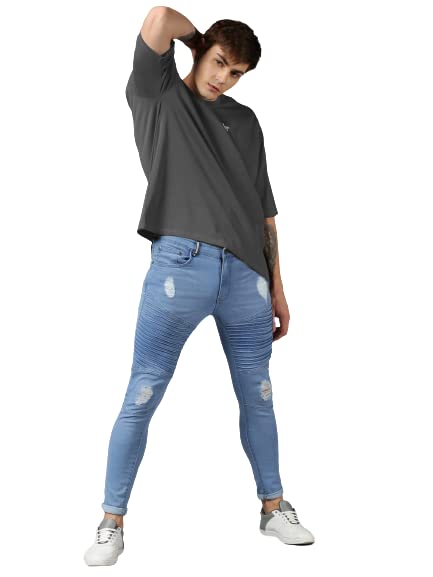 Image of URGEAR Men's Cotton Printed Drop Shoulder - Hip Hop - Down Shoulder- Baggy Loose fit- Stylish Oversized t Shirts for Men