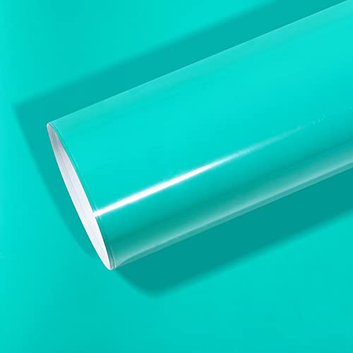 Gatichetta Heat Transfer Vinyl Roll 12"X6Ft Bright Teal Htv Iron On Vinyl Roll For T-Shirts Compatiable With Cricut, Cameo, Heat Press Machines, Bright Teal #TOP1