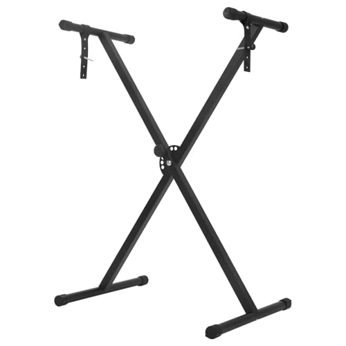 KingSaid Support de clavier réglable de 33 à 97 cm avec cadre en X et sangle de verrouillage avec 7 positions réglables en hauteur, peut supporter jusqu'à 20 kg, support universel pour piano