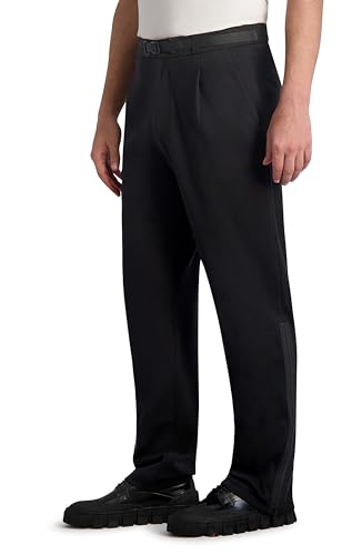 Karl Lagerfeld Paris Men's Belted Stretchy Soft Dress Pant, Black3