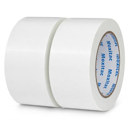 Image of White Duct Tape Heavy Duty, 2 Rolls, 2 Inch x 30 Yards Each, PE Coated Cloth Tape, Easy Tear by Hand, Water-Resistant Surface for Repairs, Packaging, Labeling, Bundling and Moving