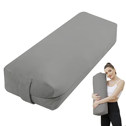 TokSay Yoga Bolster Pillow for Restorative Yoga - Meditation Pillow with Velvet Cover, Filled with Soft Cotton - Yoga Pillow for Yin Yoga, prenatal Yoga, Meditation - Rectangular Yoga Bolster