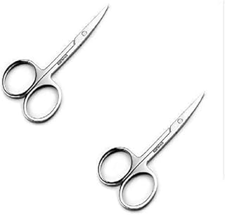 مقص حلاقة الحواجب من الستانلس ستيل - قطعتين - فضي 79682 - مع ضمان لمدة عامين للرضا والجودة