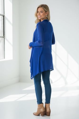 Image of ToBeInStyle Womens Open Front Long Sleeve Lightweight Asymmetrical Draped Cardigan with Side Pockets