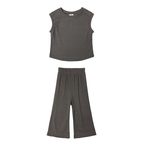 Image of TAOJIAN Baby Girls Kids Sleeveless Shirts and Wide Leg Pants Summer Clothes Sets