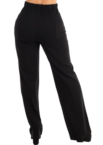 Moda Xpress Women's Stretch High Waisted Dress Pants for Work, Straight, Wide, Skinny Leg Business Office Casual Pants 40609N4