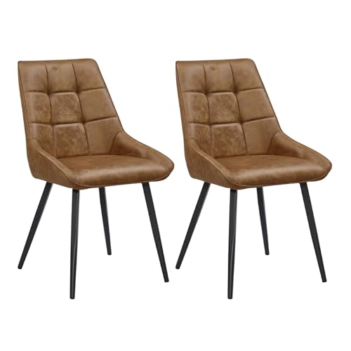 Colenis Lot de 2 chaises de Salle à Manger Style Industriel Confort supérieur en Microfibre Couleur Cognac Pieds en métal Noir - dansk