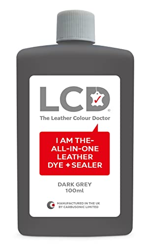 LCD All-in-One Leather dye & Sealer - Repair & Restore Paint, Permanent Colour for Sofas, Shoes, Handbags, Clothing, self Sealing 100ml by The Leather Colour Doctor (Dark Grey)
