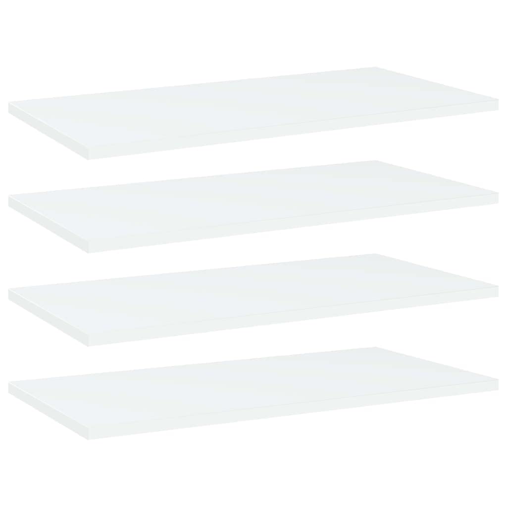 Półki na książki, 4 sztuki, białe, 60 x 30 x 1,5 cm, materiał drewnopochodny do systemu regałowego, regał ścienny, regał podłogowy, regał magazynowy i system porządkowania w salonie, biurze