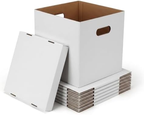 CRUGLA Vinyl Record Storage Boxes with Lids 7 Pack, 13 Inch Cube,...
