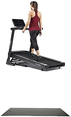 Sunny Health & Fitness Astra Elite Advanced Brushless Technology Treadmill with 15-Level Auto Incline, Wide Running Deck SF-T722052 + Home Gym Foam Floor Protector Mat