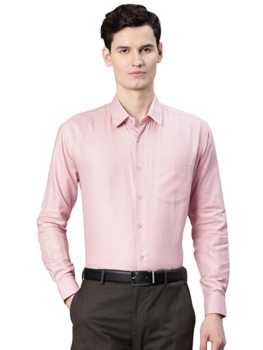 Image of Majestic Man Men's Solid Cotton Blend Textured Wrinkle-Resistant Slim Fit Easy Iron Formal Shirt