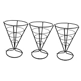 Veemoon Juego de 3 Soportes para Papas Fritas de Acero Inoxidable Negro Cestas Cónicas para Servir Snacks y Aperitivos Restaurantes Bares y Eventos