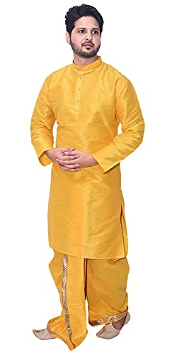 Image of Om Shubh Mangalam Men's Dupion Silk Fancy Dhoti Kurta Set