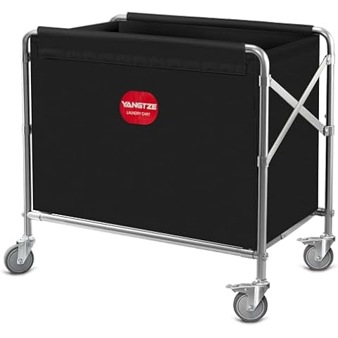 Folding Laundry Cart,Commercial Laundry Cart with Wheels,Industrial Laundry Cart with Foldable Stainless Steel Frame and Waterproof Oxford Cloth,8 Bushel (280 L),440Lbs Load Cover