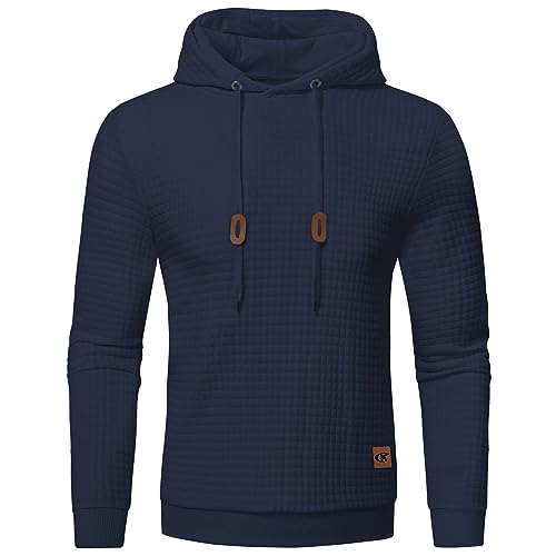 Mens Pullover Hoodie Long Sleeve Hooded Sweatshirt Casual Hoodies Square Pattern