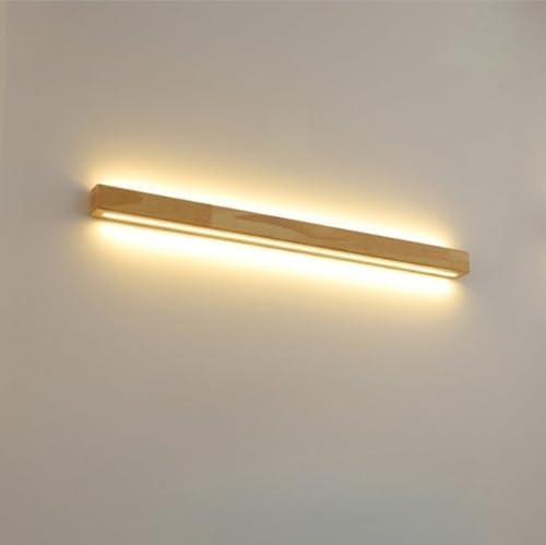 Ambety 無垢材の壁ランプ、寝室の廊下の長い壁、浴室の鏡の壁、木製の壁、屋内LED長い鏡のフロントライト、浴室のLEDモダンな壁掛けキャンドルスティック、リビングルームのテレビの背景の壁 (木の色,60cm)