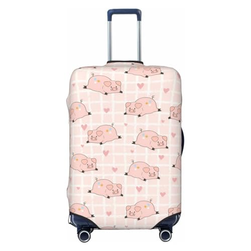 Cute Cartoon Pigs Hearts Travel Luggage Cover Fits 18/24/28/32 Inch Luggage, Elastic Suitcase Cover Protector with Concealed Zipper for Wheeled Suitcase Tsa Approved