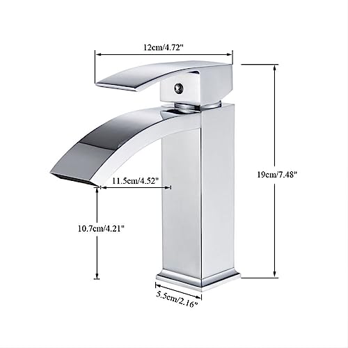 Mitigeur robinet de lavabo cascade à double commande thermique nickel brossé