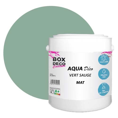BOX DECO COULEURS Pintura de pared acrílica con aspecto mate Aqua Deco – 2,5 l/25 m², verde salvia