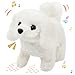 Hopearl Laufender Hund Bichon Interaktiv Elektronisches Haustier Plüsch Spielzeug Welpe Wuff und Bewegend Animiert Nickender Kopf Geschenke für Kleinkinder Geburtstag, Weiß, 18 cm