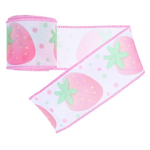 STOBOK 1 ロール ストロベリー リボン 蝶結び イチゴ リボン 用 DIY ラッピ