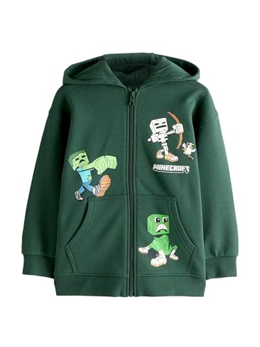 NEXT Niños Sudadera con Capucha con Cremallera de Minecraft Verde 11 Años