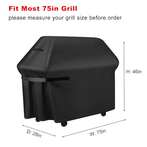 BBQ Grill Cover, 75-Inch Heavy Duty Waterproof UV Resistant Tear Resistant BBQ Gas Grill Cover for Nexgrill Brinkmann Weber Char-Broil and More - Thumbnail 2