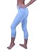 VF-Sport Women’s Cotton Leggings - Soft Stretch Capri Length Yoga Pants, High Waisted Comfort Fit, Misses & Plus Sizes (Made in USA) (Lt Blue, L)