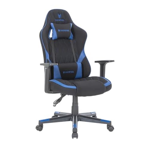 Oversteel – SAPHIRE Professional Gaming Chair Waterproof Fabric, Height Adjustable, 135º Reclining Backrest, Gas Piston Class 3, Up to 120Kg, Color Gray/Blue