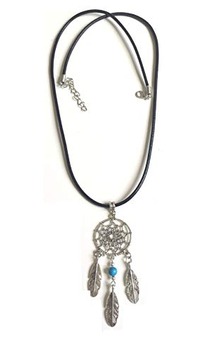 STRASS & PAILLETTES Collier Attrape rêve Couleur Argent avec Perles Turquoise