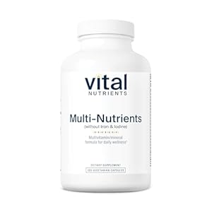Vital Nutrients Multi-Nutrients with No Iron or Iodine | Comprehensive Vegetarian Daily Multivitamin and Mineral Formula with Potent Antioxidants* | Gluten, Dairy and Soy Free | 180 Capsules