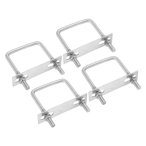Image of PATIKIL M8x60x60mm Square U-Bolts Kit, 4Set 304 Stainless Steel Square U Shaped Bolts Replacement Parts with Frame Plates and Nuts for Ski Board Sailboat Trailer