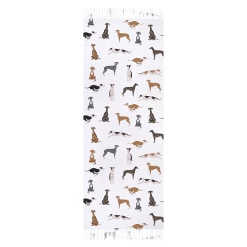 Greyhound Dogs Different Poses Women's Autumn Winter Scarf Tassel Soft Warm Blanket Scarf Shawl2