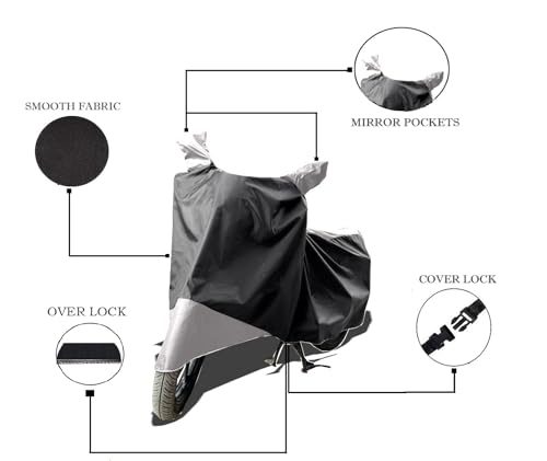 Image of Two Wheeler Vehicle - Cover for New TVS Jupiter 110 Scooty Cover with Water Resistant and Anti Dust Proof (Gray Stripe) New TVS Jupiter 110 2024 Model