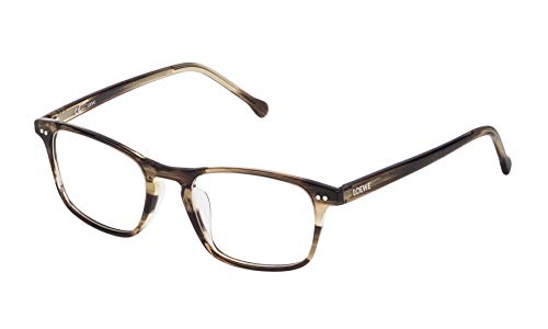 Monturas de gafas LOEWE VLW9584906YH de diseño premium en color marrón estriado brillante