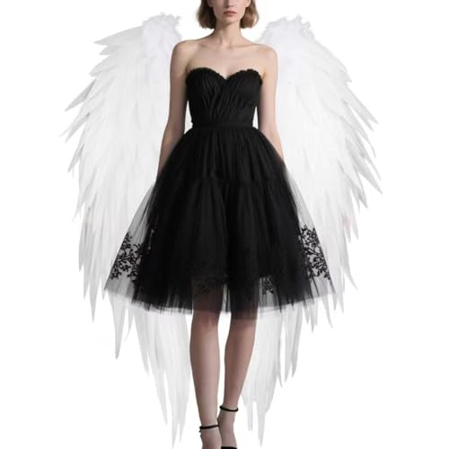 whitefeather Big Angel Wings Costume Accessory 6 Large Lightweight Fairy Wings for Adults Halloween Photography Prop (white-6)