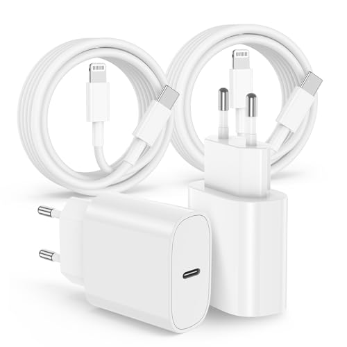 Chargeur Rapide iPhone 14 13 12 11 Apple MFi Certifié,Lot de 2 pour 20W PD USB-C Prise Secteur avec 2m Câble USB C vers Lightning pour iPhone 14/14 pro/13/13...