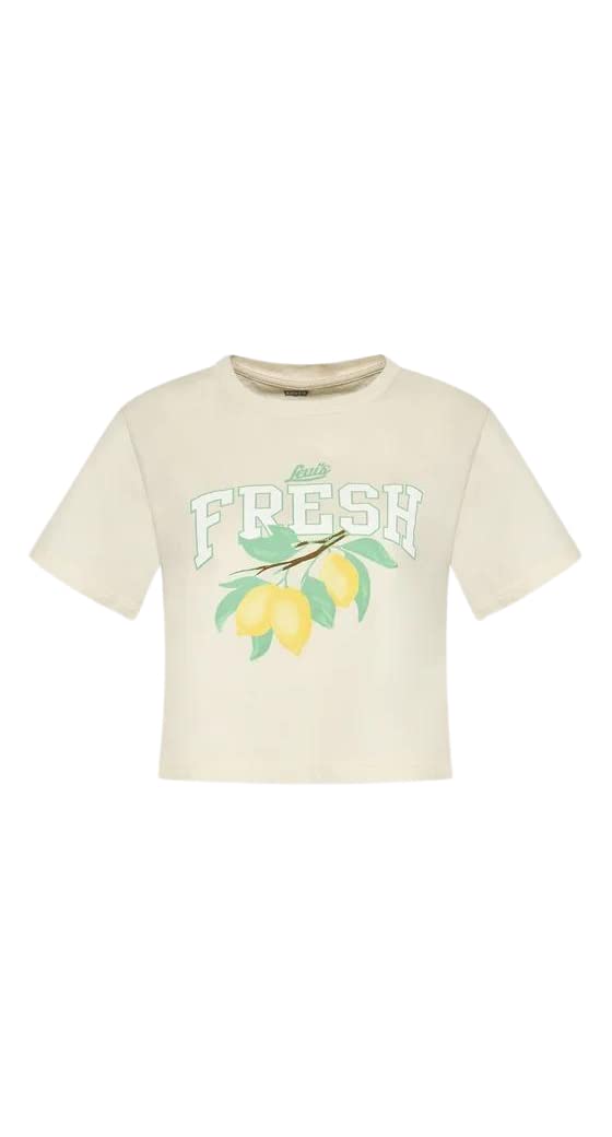 Levi's Cropped Jordie Tee - Camiseta para mujer A0785 0035 Stay Fresh Organic Lemon Undyed Griege