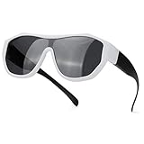 SIPHEW Überzieh Sonnenbrille für Brillenträger Herren Damen mit Polarisierte Gläser， Große Sportbrille UV400 schutz (weiß)
