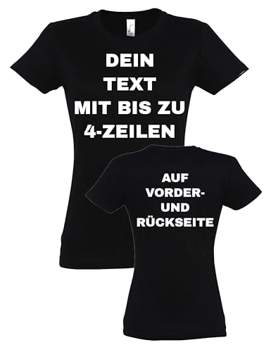 Damen T-Shirt Bedrucken Lassen - Mit Wunschtext personalisiert - Individuell als Geschenk für Damen selbst gestalten - Schwarz L