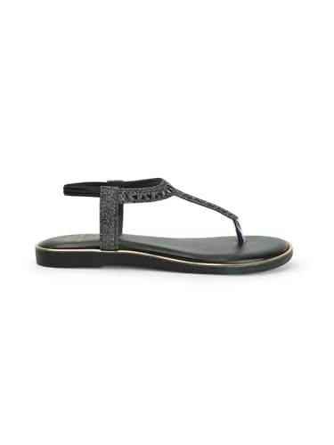 Image of Carlton London women's Adjustable Ankle Strap Embellished T-Strap Sandals