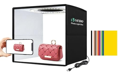 25cm Studio Box Redondo Led Cabine Fotografica Fotos 12cores, Mini Estúdio Fotográfico Photo Studio Interface Usb Portátil 110v/220v, 5500k Led