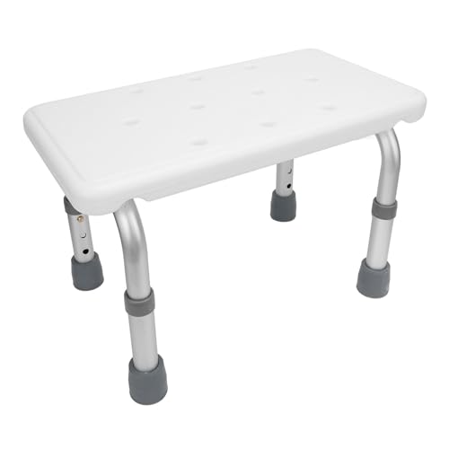 HELEVIA Silla de Ducha, Taburete de Baño Antideslizante de Aleación de Aluminio con Orificios de Drenaje, para Ancianos y Mujeres Embarazadas
