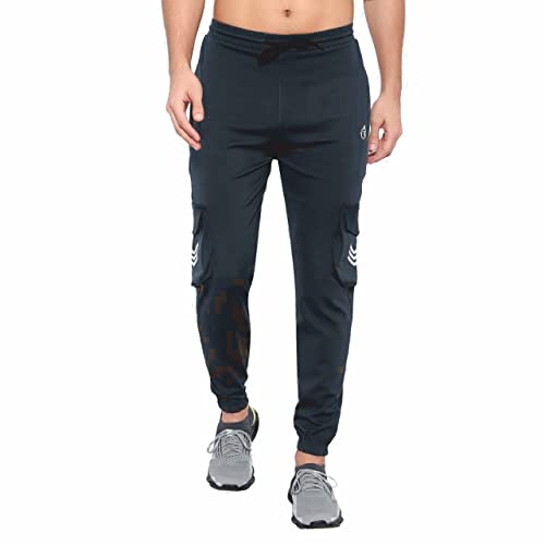 Image of BLUE STAR SHARK Men's Premium Stretchable Cargo Joggers | Regular Fit, Stylish Track Pants with Pockets | Soft Smooth Feel, Logo on Front, Comfortable Everyday Wear