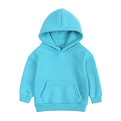 Big Hood Hoodie Solid Casual Fleece Liner Long Sleeve Pullover Toddler Boy Girl Warm Sweatshirt (Sky Blue, 8-9 Years)